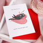 Funny Black Cat Meow Valentine Card, thumbnail 4 of 5