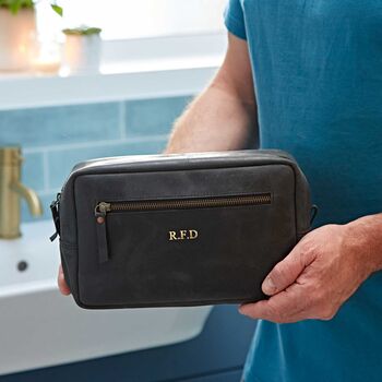 Personalised Buffalo Leather Wash Bag, 6 of 11