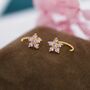 Light Pink Forget Me Not Flower Cz Hoop Earrings, thumbnail 5 of 10