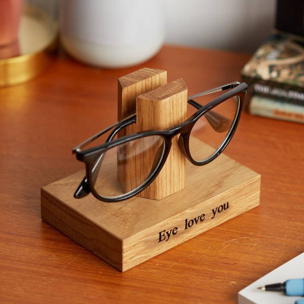 Solid Oak Personalised Glasses Stand, 1 of 12