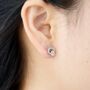 Silver Cz Stone Bunny Stud Earrings, Kids Studs, thumbnail 2 of 7
