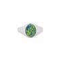 Green Oval Opal Silver Steel Signet Ring, thumbnail 6 of 12