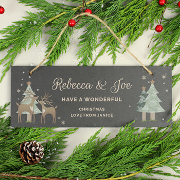 Personalised Christmas Reindeer Slate Sign, 3 of 3