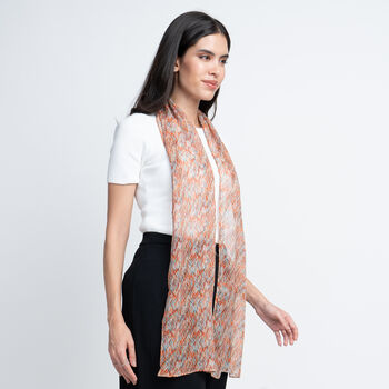 Crosshatch Long Chiffon Silk Scarf, 6 of 10