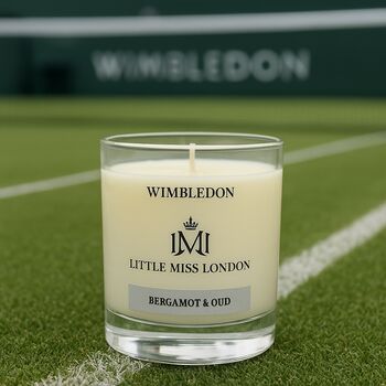 Little Miss Wimbledon Bergamot And Oud Scented Candle, 3 of 7