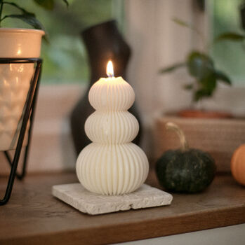 Bauble Tree Natural Soy Wax Ribbed Pillar Candle, 7 of 7