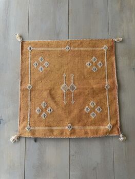 Handmade Moroccan Cactus Silk Cushion Cover, Golden, 3 of 4