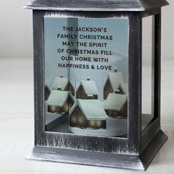 Personalised Christmas Town Black Lantern, 2 of 2