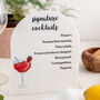 Personalised Cocktail Freestanding Acrylic Menu Sign, thumbnail 5 of 5