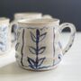 Big Huggable Mug With Blue And White Abstract Floral Hand Painted Design, thumbnail 1 of 12