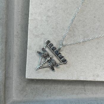 925 Sterling Silver Dragonfly Moon Phases Necklace, 8 of 12