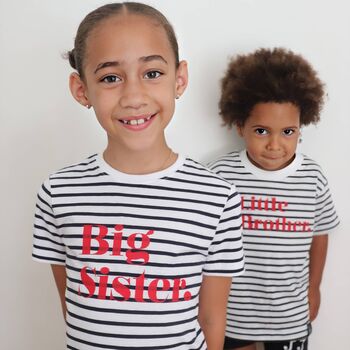 Classic Striped Sibling Matching T Shirts Brother/Sister, 3 of 3