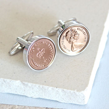 Personalised Age 37 To 49 Halfpenny Cufflinks Inc. 40th, 3 of 8