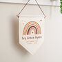 Personalised New Baby Details Rainbow Design Hanging Flag, thumbnail 1 of 2