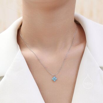 Aqua Green Opal Hydrangea Pendant Necklace, 3 of 12