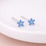Sterling Silver Blue Forget Me Not Micro Stud Earrings – 4mm, thumbnail 1 of 5