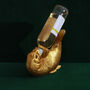 G Decor Fish Elegant Brass Shape Bottle Holder In Gold, thumbnail 2 of 5