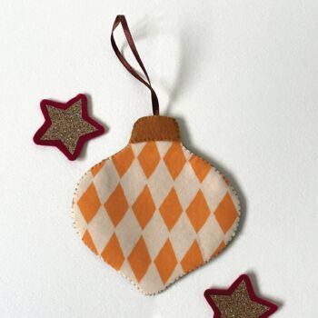 Set Of Three Hand Stitched Baubles, 3 of 6