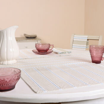 Set Of Four Millstone Heart Blue Cotton Placemats, 4 of 9