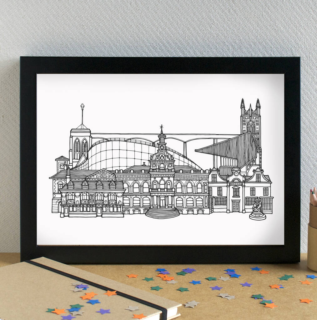 Ipswich Skyline Art Print Unframed By Becka Griffin Illustration