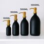 Matt Black Glass Bottle With Brass Gold Metal Pump, thumbnail 3 of 8