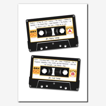 Personalised Cassette Mix Tape Print Music Lover Gift, 8 of 10