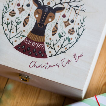 Personalised Reindeer Christmas Eve Wooden Box, 5 of 9