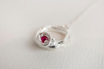 Ruby And Recycled Silver Necklace July Birthstone, 5 of 9