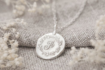 Sterling Silver Botanical Initial Necklace, 2 of 8