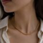Box Clasp Vintage 18k Gold Link Choker Necklace Structured Minimalistic Everyday Jewellery, thumbnail 1 of 10
