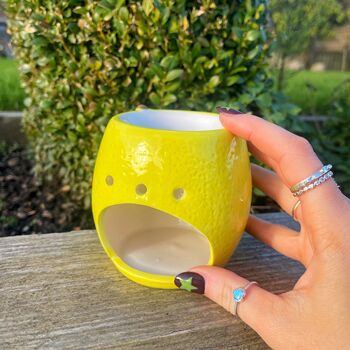 Lemon Ceramic Oil Burner With Wax Melts, 2 of 3