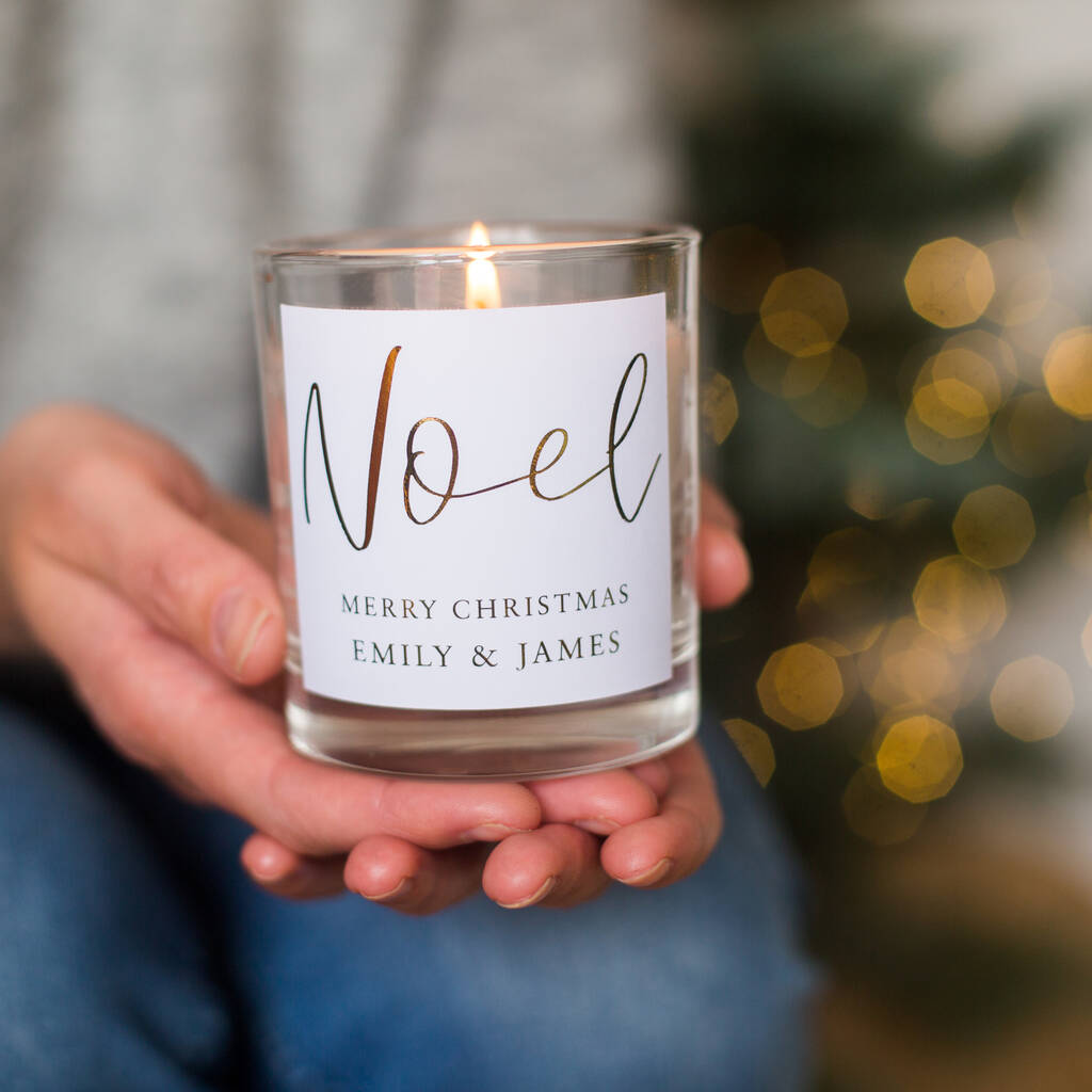 Noel Personalised Christmas Candle By Little Cherub Design