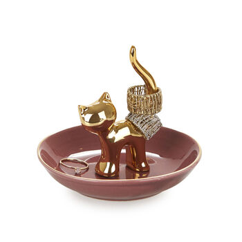 Personalised Cat Jewellery Dish Red And Gold, 4 of 6
