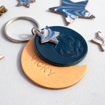 Personalised Pisces Star Sign Leather Keyring, 3 of 7