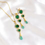 Green Gemstone Onyx Earrings Semi Precious Cz, thumbnail 4 of 4
