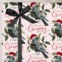 Three Sheets Of Gothic Raven And Love Hearts Christmas Wrapping Paper, thumbnail 1 of 2