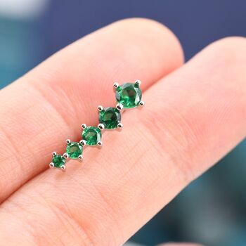 Sterling Silver Emerald Green Cz Crawler Earrings, 10 of 12
