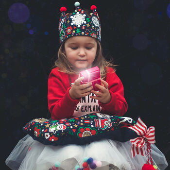 Kids Personalised Hand Painted Christmas Denim Crown, 6 of 12