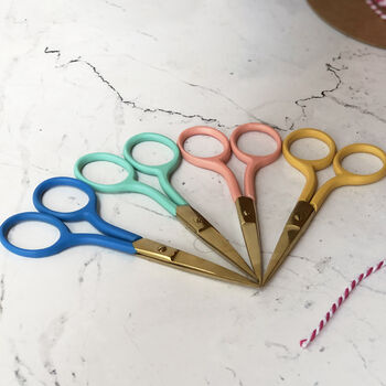 Cute And Colourful Embroidery Scissors With Gold Blades, 8 of 9
