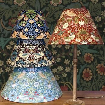 William Morris Cone Lampshade In Strawberry Thief Red, 2 of 3