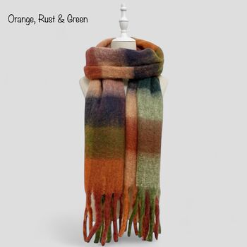 Soft Check Print Wool Blend Scarf, 4 of 12