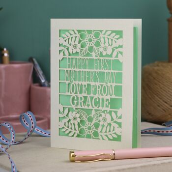 Personalised Papercut First Mother's Day Card, 4 of 6