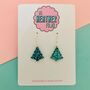 Snowfall / Blue Glitter Christmas Tree Earrings Small And Large, thumbnail 1 of 2