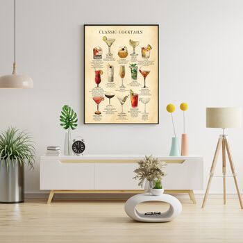Classic Cocktails Chart Print With Recipes, 5 of 12