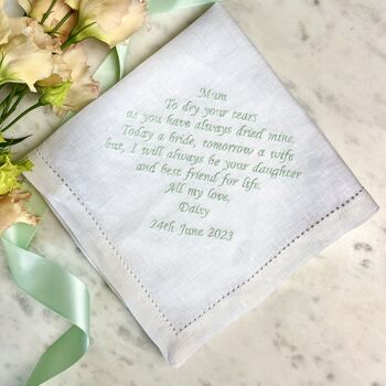 Mother Of The Bride Linen Wedding Handkerchief, 3 of 5