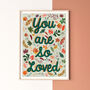 You Are So Loved Green Woodland Nursery Art Print, thumbnail 1 of 9