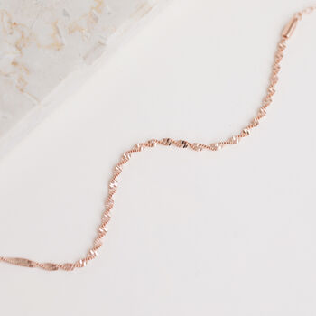 Delicate Twisted Rose Gold Plated Spiral Chain Bracelet, 3 of 3