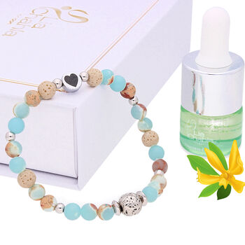 Blue Ocean Jasper Aromatherapy Bracelet With Relaxing Essential Oil, 9 of 9