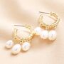 Triple Pearl Drop Rope Hoop Earrings In Gold, thumbnail 1 of 2