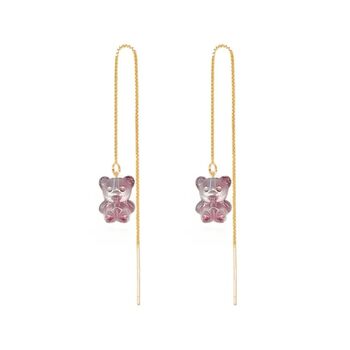 Crystal Bear Threader Earrings, 3 of 10